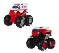Tonka Monster Metal Movers Emergency Fleet: 1:64 Diecast EMT & Fire Trucks with Moveable Ladder
