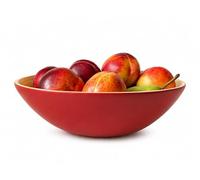TONKING Handcrafted 30cm Bamboo Serving Bowl - Wooden Bowl for Fruit, Salad, Vegetables - Eco-Friendly & Stylish Tableware Matte Red L