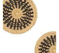 TONKING Japanese-styled round placemats set of 6, 30cm, black| red set - Naturally heat-resistant easy-care perfect for dining table protection