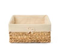 TONKING Medium Handwoven Wicker Storage Basket, Open Shelf Basket with Removable Cotton Liner and Metal Frame, Storage for Bedroom, Closet and Living Room