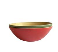 TONKING Set of Bamboo Serving Bowls 8.6" Japanese Styled Wooden Bowl for Dry Food, Cereal, Porridge, Side Salad, Fruit Bowl or Even a Quick Pasta Lunch, and a Thoughtful Gift Set (2, Rustic Fusion)