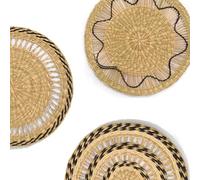 TONKING XLarge round black placemats Set of 6 - 38cm heat-resistant, water-absorbent dining table mats| Pefect for occasions, coffee side table cover, wall decor, rustic living (6, Mixed 03 designs)