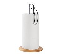 TONLEA Black Wooden Paper Towel Holder with Fixation, Paper Towel Holder for Worktop, Freestanding Kitchen Towel Holder with Non-Slip Wooden Base