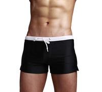 TONLEN Mens Swimwear Short Swim Trunks with Zipper Pocket - black - Medium