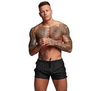 TONLEN Men's Swimwear Sports Shorts Swim Trunks with Zipper Pockets Black M