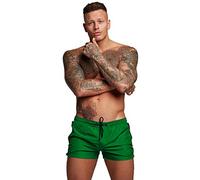 TONLEN Mens Swimwear Sports Shorts Swim Trunks with Zipper Pockets, Green, Medium