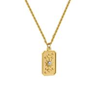 TONLUYAX Square Tarot Cards Necklace Luck Amulet Pendants Stainless Steel Necklace for Women, Medium, Copper, No Gemstone