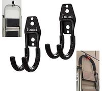 Tonmi 2Pcs Step Stool Hanger Wall Mount, Folding Mount Hook, Ladder Hanger, Telescoping Hooks for Home and Office Display Storage Stools Tool (0-Type), Black