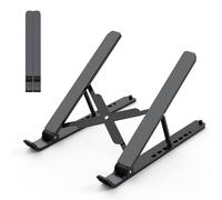 Tonmom Laptop Stand for Desk, Adjustable Laptop Riser ABS+Silicone Foldable Portable Laptop Holder, Ventilated Cooling Notebook Stand for 10-15.6” Laptops,Tablet-Black