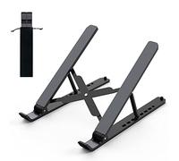 Tonmom Laptop Stand for Desk, Adjustable Laptop Riser ABS+Silicone Foldable Portable Laptop Holder, Ventilated Cooling Notebook Stand for 10-15.6” Laptops,Tablet-Black