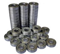 Tonmp 50 PCS 608-ZZ Ball Bearing - Double Metal Sealed Shielded Miniature Deep Groove Bearings for Furniture Wheel,Skateboards, Inline Skates, Scooters, Roller Blade Skates (8mm x 22mm x 7mm)