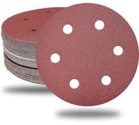Tonmp 50 PCS 9 Inch 6 Hole Drywall Sanding Discs Set -10 Each of 60 80 120 150 240 Grits, 9" Hook-and-Loop Sandpaper for Electric Drywall Sander