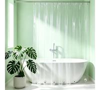 Tonnali 76 Inch Shower Curtain Liner with 6 Magnets & 6 Magnetic Curtain Clips, Heavy Duty Weighted Extra Long Clear Vinyl Shower Liner 72 x 76 for Bathroom
