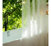 Tonnali Shower Curtain 180 x 200 cm Anti-Mould with 3 Strong Magnets & 6 Free Magnetic Clips for Leak Protection, Eva Heavy Duty Plastic Transparent Shower Curtain for Bathtub, 3D Cat Eye