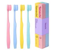 Tonochi Extra Soft Bristle Toothbrushes for Adults, 4-Pack, Macaron Mix