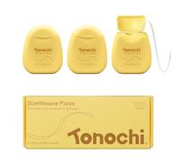 Tonochi SlimWeave Flat Dental Floss for Tight Teeth & Tight Spaces - Extra Thin, Smooth-Glide, Gentle on Gums, Mint + Xylitol, 3-Pack (50 m Each)