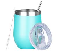 TONOMO Insated Wne Cup with Lid, Double Wall Vacuum Stainless Steel Champagne Cocktail Beer (Teal, 1 Pack) I8I