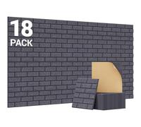 TONOR 18 Pack Acoustic Wall Panels Self-adhesive, 11.8"×11.8"×0.35" Brick Pattern Sound Proofing Panels, 3D Panels for Echo Absorption, Decorative Sound Barrier for Recording Room, Studio, Dark Grey