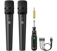 TONOR 2.4G Dual Wireless Microphones & Receiver, Rechargeable Karaoke Microphones for Singing, 50ft / 15m Range, Cordless Handheld Mics System for Home Party, Birthday, TW-220