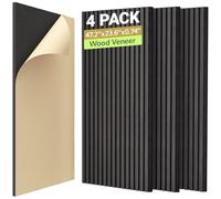 TONOR 4-Pack Acoustic Wood Veneer Wall Panels, 47.2”*23.6”*0.74”3D Self-adhesive Wall Panel, Dual layer Soundproof Tiles for Echo Absorption, Decorative Soundproof Acoustical Barrier, Blackwood Veneer