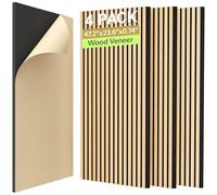 TONOR 4-Pack Acoustic Wood Veneer Wall Panels, 47.2”*23.6”*0.74”3D Self-adhesive Wall Panel, Dual layer Soundproof Tiles for Echo Absorption, Decorative Soundproof Acoustical Barrier, Burlywood Veneer