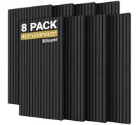 TONOR 8-Pack Bilayer Acoustic Panels Large Self-adhesive, 47.24” * 23.62” * 0.72” Adhesive Wall Panel, Large Soundproof Tiles for Echo Absorbtion, Acoustical Barrier of Polyester Fiber, Black