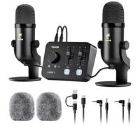 TONOR ASMR Equipment Bundle with Audio Interface, Dual Condenser Mics with Audio Mixer, Immersive 3D audio, Clear Sound, Volume Control, Set for ASMR, Content Creating, Podcast, Recording, Black