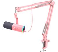 TONOR Dynamic Gaming Microphone XLR/USB Mic with AI Noise Cancellation | Boom Arm Set, RGB, Tap Mute, 3.5mm Jack, Gain Control, Microfono for Content Creators, Pink, TD510 AIR S H+