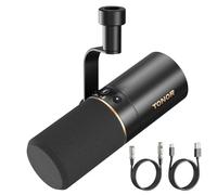 TONOR Dynamic Microphone for Podcast, XLR/USB Dual Mic, Single Mic Set | Cardioid Studio Mic with Quick Mute, 3.5mm Jack, Volume Control, 200 cm Cable, for Recording, Streaming, Black, TD510