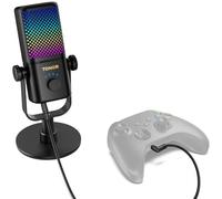 TONOR Gaming Microphone Compatible with Xbox, RGB Condenser Streaming Mic, Low Noise, Gain Control, One Tap Mute, Compatible with Capture Card, 200 cm Cable, Desktop Stand, Black TCX3