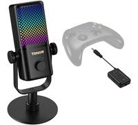 TONOR Gaming Microphone Compatible with Xbox, RGB Condenser Streaming Mic, Low Noise, Gain Control, One Tap Mute, Compatible with Capture Card, 200 cm Cable, Desktop Stand, Black, TCX3 Flow