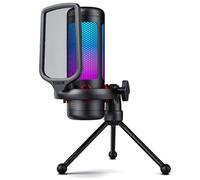 TONOR Gaming Microphone Set, PC Condenser Mic with RGB for Gamers | Desktop Stand Set, Quick Mute, Volume Control, for Twitch Streaming, Discord Chatting, 200 cm/78'' Cable, Black, TC310
