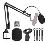 TONOR Microphone Arm Stand, Adjustable Suspension Boom Scissor Mic Stand with Pop Filter, 3/8" to 5/8" Adapter, Excellent Compatibility, Mic Clip, Upgraded Heavy Duty Clamp, 35cm+35cm, T20