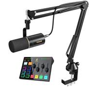 TONOR Podcast Equipment Bundle, Audio Interface and Dynamic Mic Set with Boom Arm, USB Audio Mixer with RGB, XLR Microphone, Studio Sound Quality, Complete Package for Content Creating, Streaming, E7