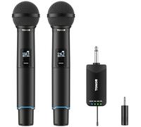 TONOR Rechargeable Wireless Microphone System, Dual Metal Handheld Cordless Mic with Plug-in Receiver, 2x25 UHF Professional Dynamic Mic for Karaoke, Church, Singing, Wedding, Meeting, DJ, 100 m TW720