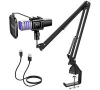 TONOR RGB USB Microphone, Cardioid Condenser Computer Mic, for Conference, Gaming, Streaming, Podcast, Chatting, Compatible with Laptop, PC, 200 cm Cable, with Boom Arm, RGB, TC30S+