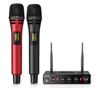 TONOR TW350 Wireless Microphones for Singing,UHF Handheld Dynamic Karaoke Mics& Receiver for Devices with XLR&6.35mm Audio Interfaz, 60 m for Karaoke, Wedding, DJ, Party, Church, TW350 Black&Red