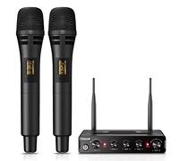 TONOR TW350 Wireless Microphones for Singing,UHF Handheld Dynamic Karaoke Mics& Receiver for Devices with XLR&6.35mm Audio Interfaz, 60 m for Karaoke, Wedding, DJ, Party, Church, TW350 Black