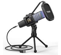 TONOR USB Condenser Microphone, Cardioid Pattern Computer Microphone for Conference, Streaming, Podcast, Gaming, Twitch, for Laptop, Desktop PC, 200 cm Cable with Adjustable RGB, 200 cm Cable TC30S