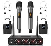 TONOR Wireless Microphone System, 4 * 5-Channel UHF Cordless Handheld Mic Set with Headset/Lavalier Lapel Mics, Bodypack Transmitter, Receiver, 60M Range for Karaoke Singing Church DJ PA Speaker
