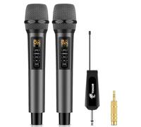 TONOR Wireless Microphones with Treble/Bass/Echo, Dual Dynamic Handheld Cordless Singing Mic with Receiver for Karaoke KTV DJ Wedding Party Church, 30 UHF Adjustable Frequencies, 60m Coverage TW525
