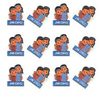 TONOS Caleb and Sophia Pin - Become Jehovah's Friends - 12 Pack - White - Unisex - Modern - Pin-Stem-with-Safety Clasp