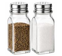 TONQDPE 2PCS Salt Shaker, Salt and Pepper Shakers Set - Clear Glass Salt Shaker with with Stainless Steel Lid,Kitchen Gadgets - Dishwasher Safe