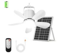 Tonree 17” Solar Ceiling Fan Light, 35W Solar Powered Fan Light Outdoor with Remote, Portable Battery Operated Ceiling Fan for Gazebo RVs Tent Porch Patio Greenhouse Camping Outside Pergola Waterproof