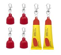 Tonsamvo Keychain Caps for Carmex Lip Balm-4 Pack Red Anti-Loss Keychain Holders, Compatible with Carmex Classic 0.35oz Lip Balm, Prevents Lost Caps & Mess in Bag