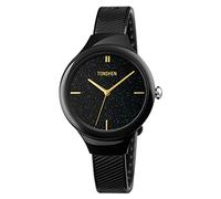 TONSHEN Analog Quartz Watch for Girl Boy Plastic Case with Rubber Band Fashion Casual Simple Design Watches (Black)