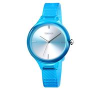 TONSHEN Analog Quartz Watch for Girl Boy Plastic Case with Rubber Band Fashion Casual Simple Design Watches (Blue)