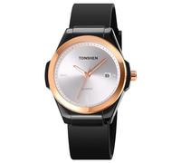TONSHEN Analog Quartz Watch for Women Girl and Boy Plastic Case with Rubber Band Outdoor Sport Watches (Black White)