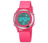 TONSHEN Boy and Girl Sport Digital Outdoor Plastic Small Watches Waterproof Countdown Alarm Double Time Watch with Rubber Band (Rose)