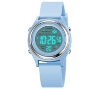 TONSHEN Boy and Girl Sport Digital Outdoor Plastic Small Watches Waterproof Countdown Alarm Double Time Watch with Rubber Band (Blue)
